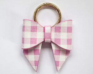 Pink Gingham Minnie Bow Bag Charm/Keyring