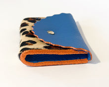Cornflower Blue & Leopard Print Dora Purse with orange Glitter edges