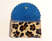 Cornflower Blue & Leopard Print Dora Purse with orange Glitter edges