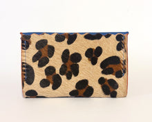 Cornflower Blue & Leopard Print Dora Purse with orange Glitter edges