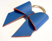 Cornflower Blue Leather Bow Bag Charm/Keyring
