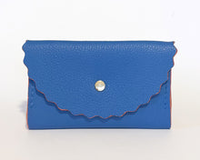 Cornflower Blue Leather Dora Purse with Orange Glitter edges