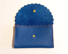 Cornflower Blue Leather Dora Purse with Orange Glitter edges