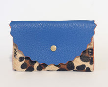 Cornflower Blue & Leopard Print Dora Purse with orange Glitter edges