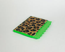 Neon Green & Leopard Print Dora Card Holder with Neon Green Edges