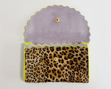 Lilac & Leopard Print Dora Purse with Neon Yellow Edges