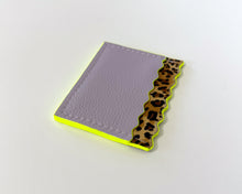 Lilac & Leopard Print cardholder with Neon Yellow Edges