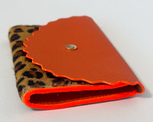 Orange & Leopard Print Dora Purse with Neon Orange Edges