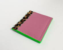 Pink & Leopard Print Dora Cardholder with Neon Green Edges