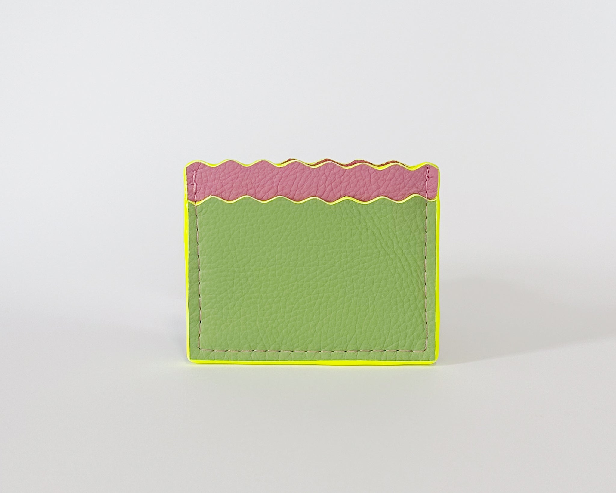 Pink & Green Dora Cardholder with Neon Yellow Edges – Brooke Maria