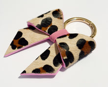 Leopard & Pink Leather Bow Bag Charm/Keyring