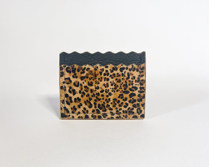 black and leopard print leather cardholder